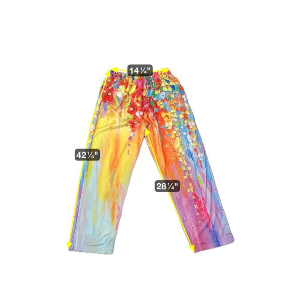 Bright Multicolor Abstract Print Womens Pants Size XXL Elastic Waist - Picture 7 of 11